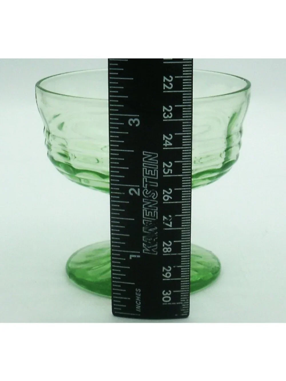 Vintage Uranium Glass Ribbed Banded Footed Sherbet Cups Set of 6